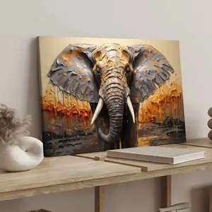 1 Count Wooden Framed Canvas, Abstract Elephant Animal Art, Exquisite Poster, Fashion Bedroom Decoration, Modern Art Home Poster, High Definition Printing, Ideal Gift, Art