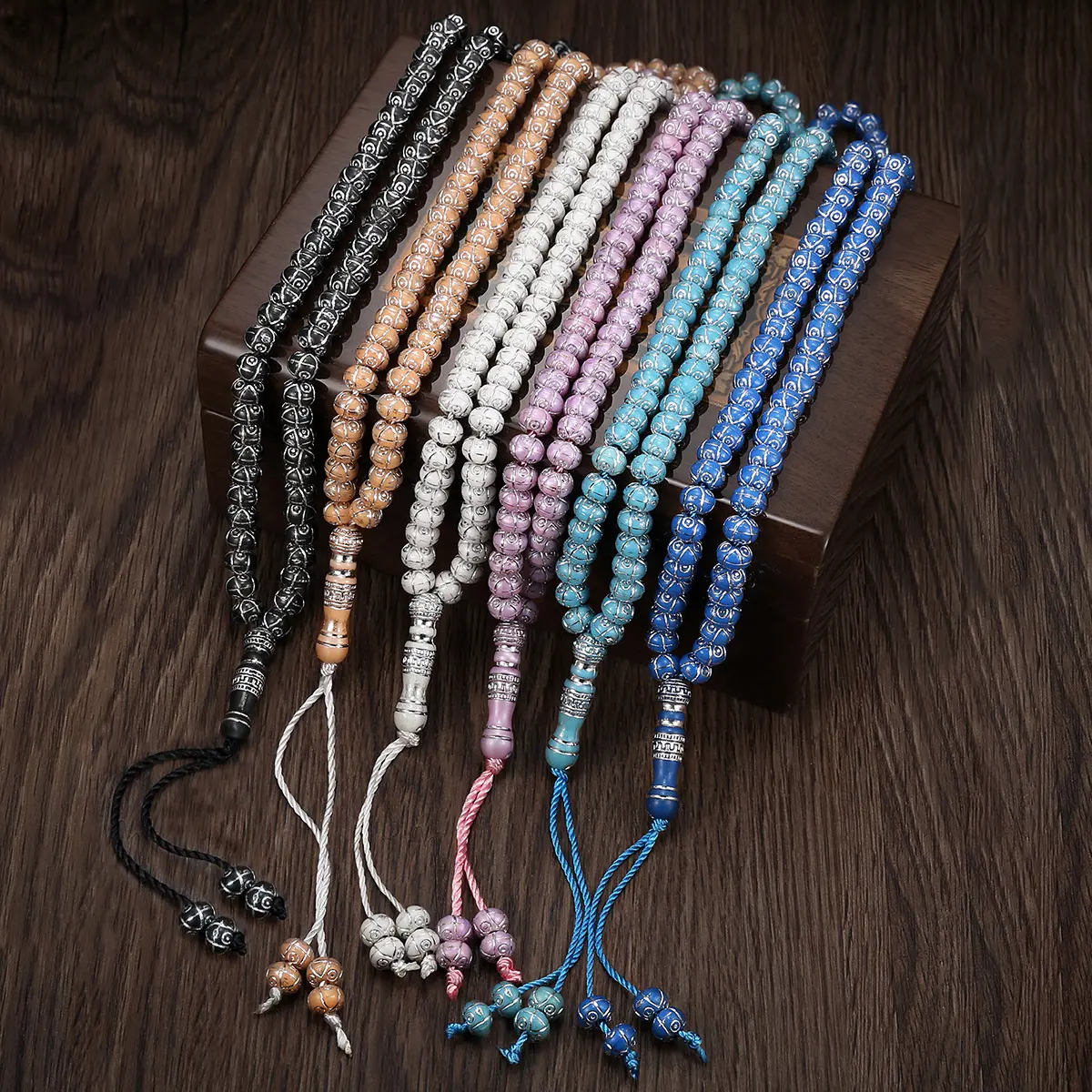 99-Bead Stainless Steel-Acrylic Hand-Knotted Tasbih Bracelet (1pc), Ramadan Prayer Supplies, Modest Fashion Enthusiasts' Gift