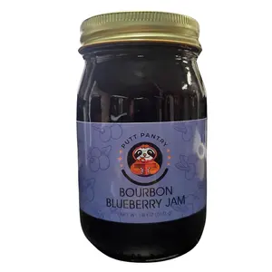 Putt Pantry Blueberry Bourbon Jam is a luxurious spread that combines the natural sweetness of blueberries with the warm, oak-infused notes of bourbon.  18 oz Jar