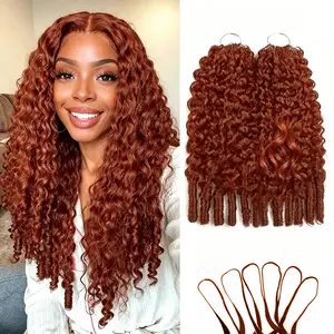 [New In] Bling Hair #33 Reddish Brown Color Burmese Curly Miracle Knots Crochet Human Hair Extension Kinky Curly Feathered Human Crochet Hair Bundles For Black Women