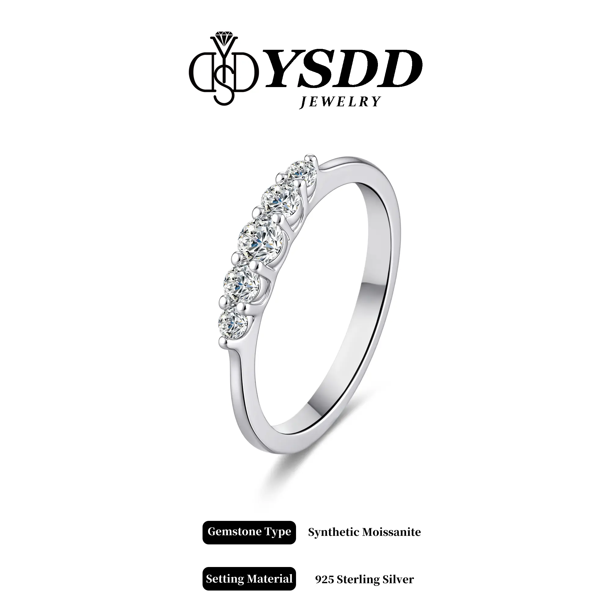 【#498 Dainty Band】Size3-9 Dainty Pinky Finger Ring Band 1/2CT vvs Synthetic Moissanite Rings in 925 Sterling Silver Bridal Ring