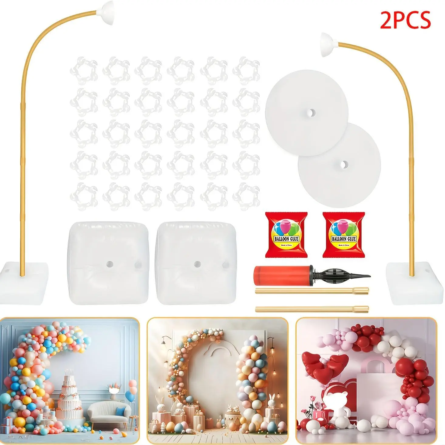 1pc/ 2 PCSBalloon Arch Kit, Balloon Arch With Base, 9.35 Feet And 6 Feet Tall, Freely Bendable Half Balloon Arch For Wedding, Birthday Party, Baptism, Yard Lawn And Graduation Celebration Decoration Suit