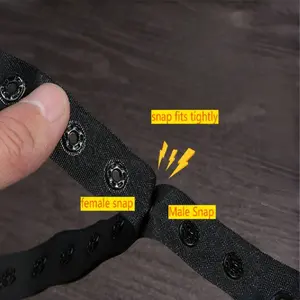 Sewing Accessories For Clothing, Snap Buttons Tape Black & White, Polyester Plastic Press Stud Ribbon, Sewing Fastener, Heavy Reusable Fastening, Free Cut Length, DIY Crafting Replacement, Hidden Plastic Extension Fabric Strap, Snap Bag Snaps For Fabric