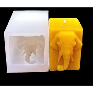 3” Silicone elephant candle Mold - square pillar mold - indian elephant head