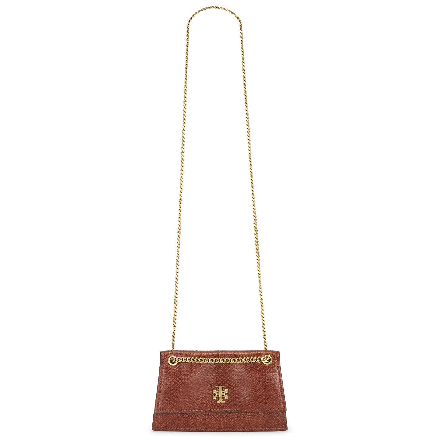 Tory Burch Kira Turnlock Embossed Snake Mini Shoulder Bag in Sweet Maple