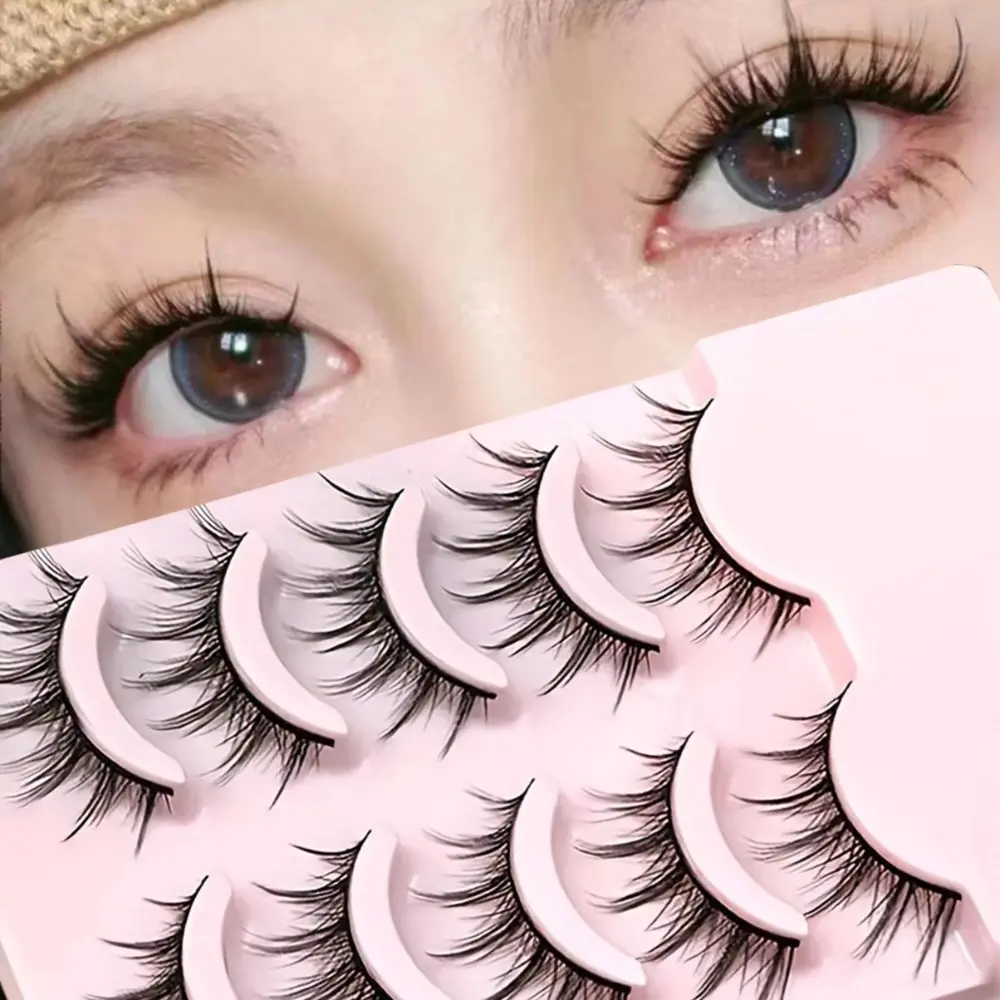 5 Pairs of Barbie Cartoon Style 3D False Eyelashes Fluffy and Soft for Natural Looking, Enhancing Makeup with Cross Lash Design