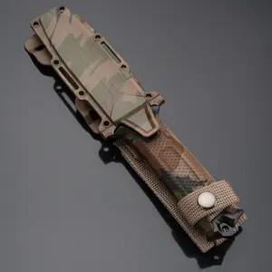 Tactical-Grade Dual-Grip Bushcraft Knife - 440C Stainless Steel with Anti-Slip Handle & K-Sheath | Camo-Designed Survival Tool for Hunting/ Fishing/ EDC (Men's Outdoor Gift with MOLLE Compatibility)