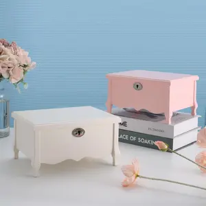 Musical Jewelry Box - Medium Footed Music Jewelry Chest with Mirror, Lock for Girls and Women, Kid's Jewelry Organizer, Pink