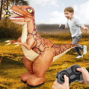2.4GHZ Remote Control Inflatable Dinosaur Toy for Kids,Electric Toy Dinosaur with Sound & 360°Rotation,Walking Rechargeable Outdoor Toys for Boys Kids Age 6+ Birthday Gift