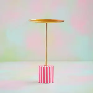 Glitterville Hot Pink & Brass Table, Med, 14.25"W X 24.5"H