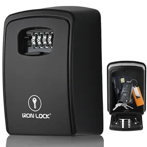 Iron Lock Wall Mount Key Lock Box XX-Large, Combination, Outdoor (Black)