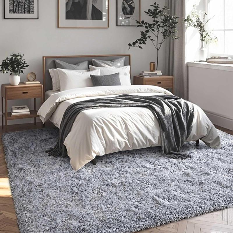 8x10ft Luxury Plush Large Mat for Living Room - Fluffy Modern Shag Non-Slip Soft Mat, Machine Washable Polyester Blend, Rectangular Shape, Ideal for Bedroom, Study, Dorm, Home Decor, Christmas Gift, Christmas Decor