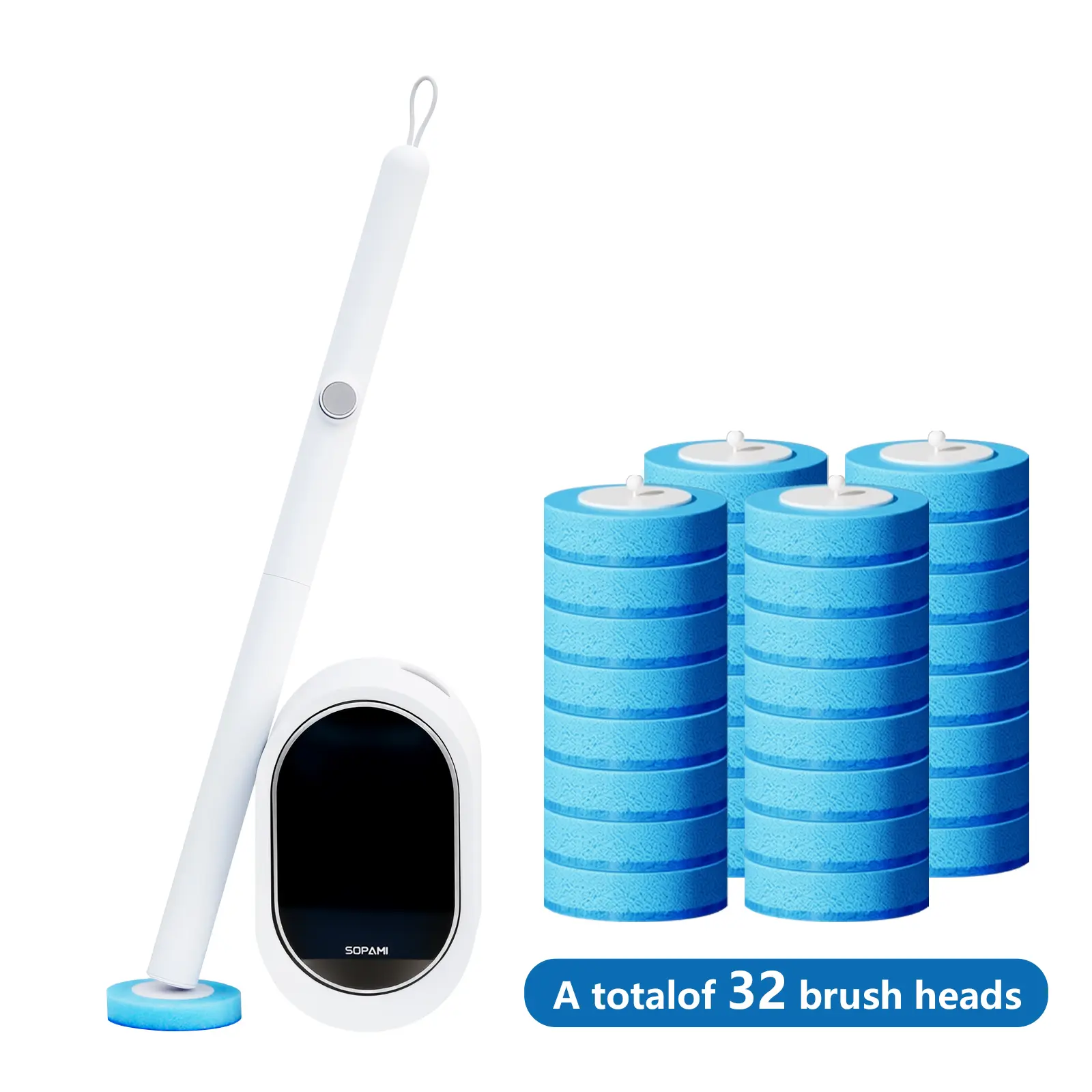 Disposable Toilet Brush  (1 Handle +32 Refills) 