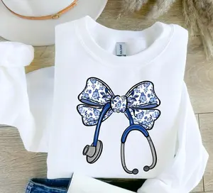 Nurse Bow Shirt, Coquette Nurse Design, Nurse Ribbon, Floral Nurse Graphic, Gift For Nurse