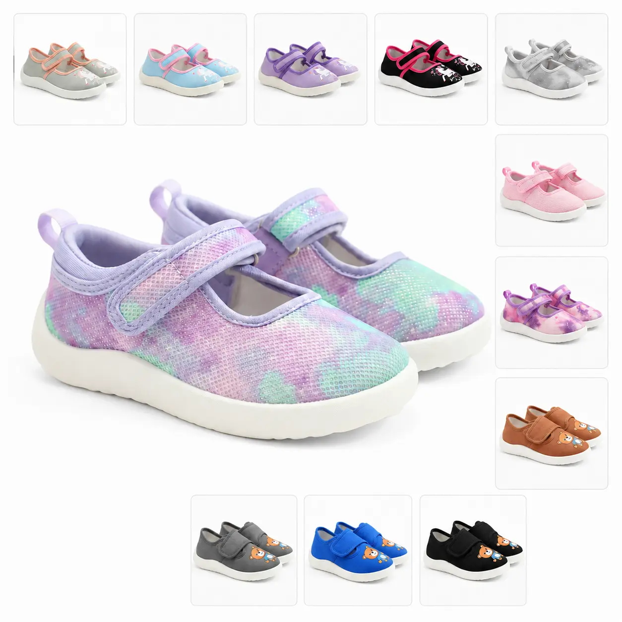 XJYQZFJT Girls' Glamorous Glitter Flat Shoes, Sparkly Closed-Toe Dress Flats (Silver, Pink, Rainbow, Purple), Hook-and-Loop Easy Strap, Soft Lightweight Non-Slip Soft Soled Shoes for Toddler Party & Wedding Outfits, Glamorous Flat Shoes