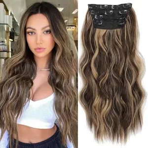Clip in Hair Extensions 20Inch Long Wavy Natural & Soft Hair & Blends Well Hairpieces for Women Easy to Wear Hair Extensions Clip ins Curly Hair piece for Girls Daily Party Use Event for Short Thin Hair Everyday Fashion Dress-up Accessories