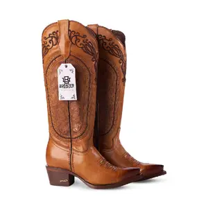 Joss WR Gold Estoperol – Genuine Leather Cowboy Boot for Women | Marie RT Last | Leather Sole