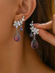 Elegant Imitation Crystal Earrings for Women with Water Drop Flower, Teardrop Earrings, Women's Wedding Jewelry Gift, Birthday Anniversary Present for Her