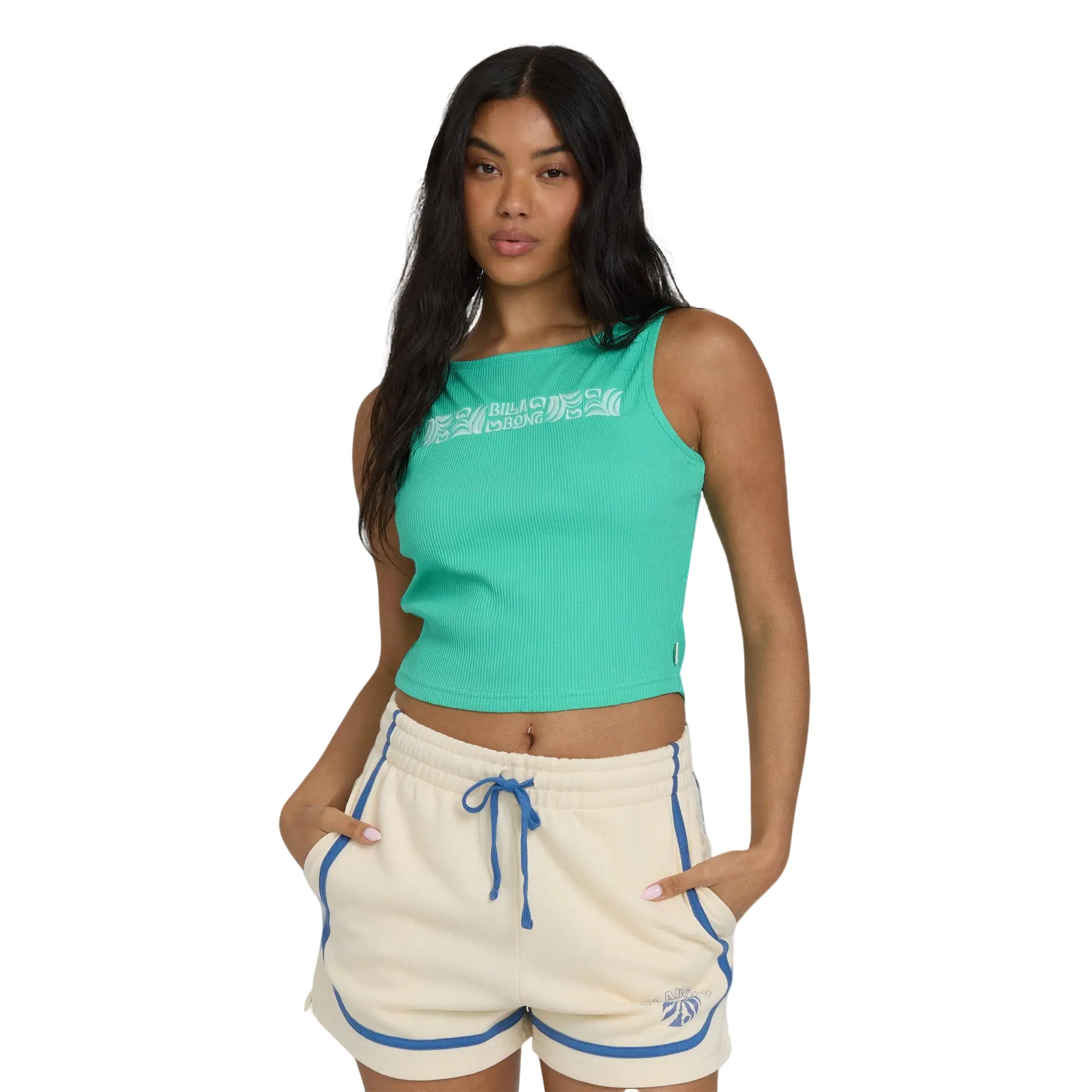 BILLABONG Women's Go For It Tank Top, Sleeveless Stretch Knit Scoop Neck Breathable Casual Layering Top