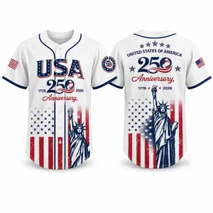 Men's Sporty T-shirts - USA 250th Anniversary Semiquincentennial Jersey, Patriotic Statue of Liberty Print, Unisex 4th of July Independence Day 1776-2026 Outfit