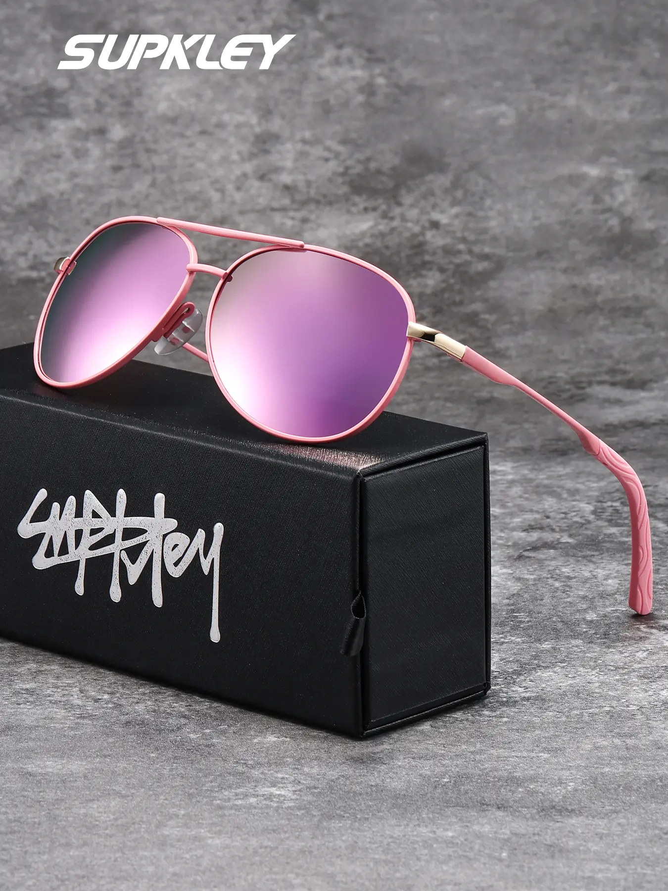 SUPKLEY Polarized Cat-Eye Design Sunglasses with Stainless Steel Frame, Casual Stylish Glasses, Unisex Fashion Sunglasses for All-Season Casual Wear, FDA-Approved