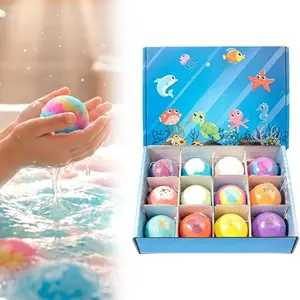 Ocean Toy Bath Salt Ball Sleeve Box Bath Bombs, 2026 Upgraded 12-Pack Bath Bomb Gift, Colorful Bubble Bath Bombs Collection, Easter Basket Stuffers Easter Egg Fillers