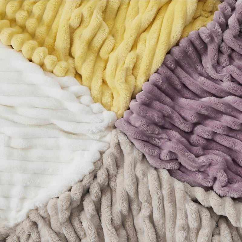 Bedsure Luxury Chunky Corduroy Fleece Sleep  Blanket- Ultra Soft, Warm, Cozy Extra Soft  Baby Blanket for Sofa, Bed, Nursery Ideal Seasonal Gift Solid Yellow Color,Autumn Lightweight Comforter