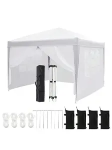 10x10 Heavy Duty Pop Up Canopy Tent With 6 Sidewalls Commercial Outdoor Canopy Wedding Party Tents For Parties All Season Waterproof Gazebo With Storage Bag, Easy Set Up