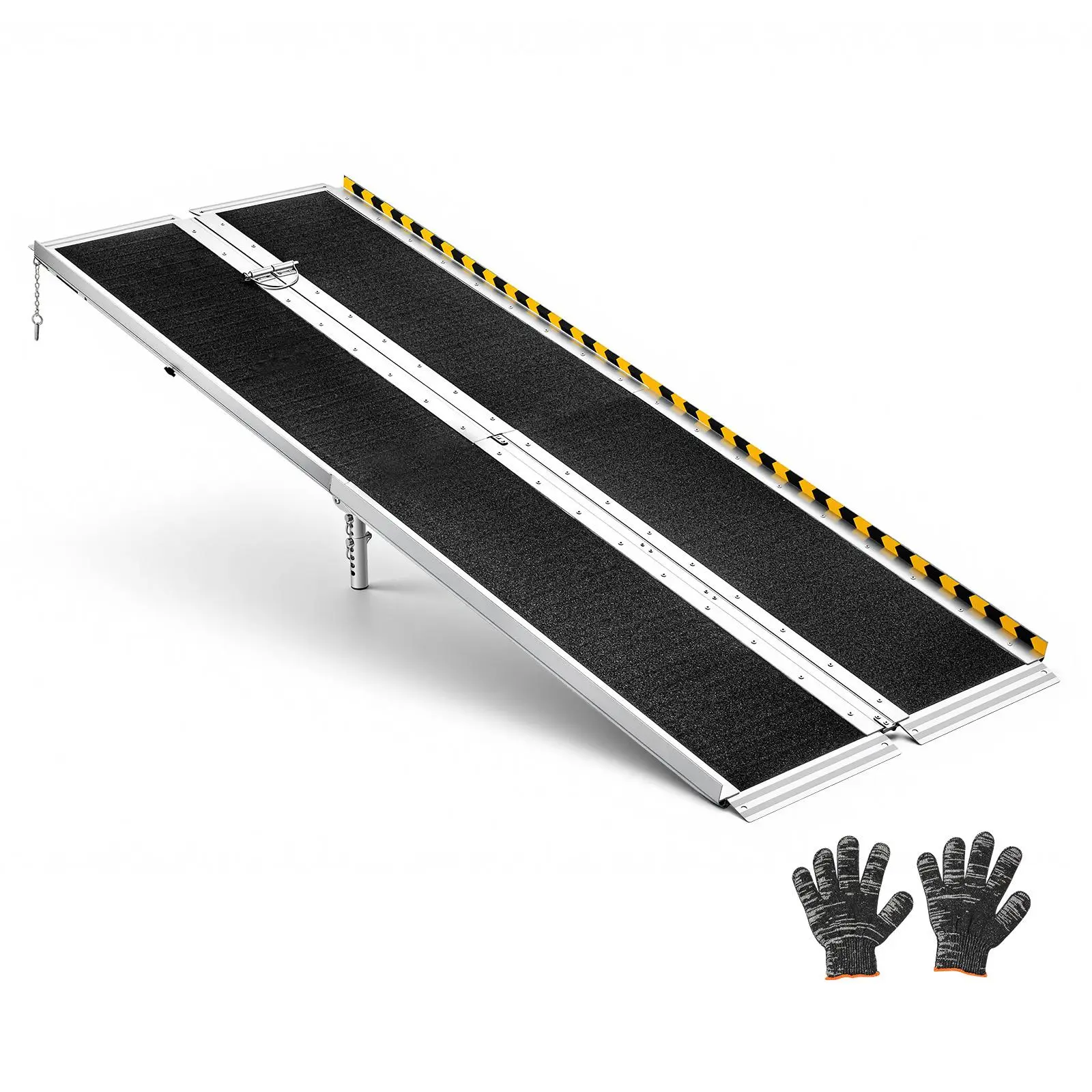【Summerfinds】VEVOR Portable 8FT Non-Slip Surface Aluminum Folding Wheelchair Ramp - 800 lbs High Load Capacity, No-Metal Cargo Support, Ergonomic Handle, Locking Pin, for Residential Entry Doorway, Post-Surgery Recovery Mobility