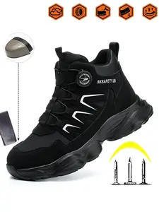 Men Women Safety Shoes, Steel Toe Workshoes, Euro Standard Steel Toe, Thick Kevlar, Anti-Slip Wear-Resistant Rubber Sole, Casual Striped Textile Boots, Waterproof Safety Boots