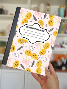 Pink Halloween Composition Notebook Wrap Front + Back