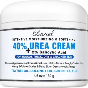 Ebanel Urea Cream 40% plus Salicylic Acid 2%, Foot Cream for Dry Cracked Heels Feet Knees Elbows Hands, Foot Dead Skin Cuticle Callus Remover Toenail Softener, Keratolytic Skin Barrier Repair