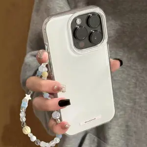 Solid Color Phone Case with Chain, Fashionable Phone Protector Cover, Phone Accessories Compatible with iPhone 11 12 13 14 15 16 Pro Max, Casing