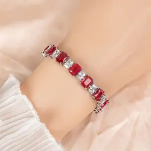 Square Link Enamel Bracelet with Micro Pave Zirconia