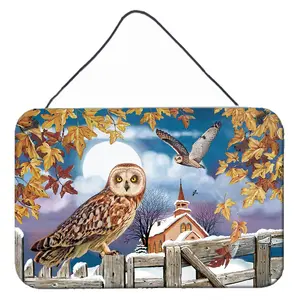 Carolines Treasures  8 x 12 in. Short-Eared Owl in the Churchyard Wall or Door Hanging Prints