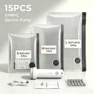 2026 Upgraded Universal Vacuum Storage Bags Set with Electric Pump - Works With Any Vacuum Cleaner - 6/9/15 Pack - Triple Seal System - Dust Insect Odor Proof - Home Travel Essential