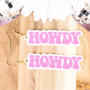 Pink Howdy Earrings