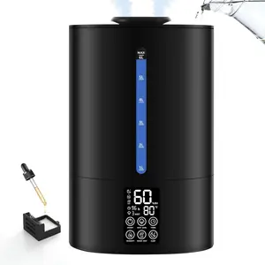 6L Humidifiers for Bedroom Large Room Home, Cool and Warm Humidifier for  Mist Top Fill Desk Humidifier Essential Oil Diffuser, Quiet Humidifiers with Adjustable Mist,360?Nozzle-Midnight Black