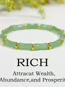 Women's Chinese Bamboo Lucky Bracelet, Artificial Crystal Beads, Joint Design, Ideal New Year Gift, Four-Season Accessory, Elegant Jewelry