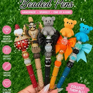 Animal Inspired Beaded Pens - Smooth Writing Pens with Flexible Grip, Office Stationery Supplies, Writing Stationery