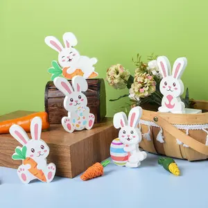 Wooden Easter Bunny Decorations Set, Rabbit Shape Wooden Logo, Independent Tabletop Design, Perfect for Spring Home Decoration, Creative Desktop Decoration