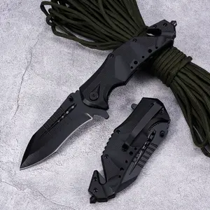 Portable EDC multifunctional heavy-duty tactical outdoor folding knife with a non-slip G10 ergonomic handle; convenient pocket/belt clip for everyday carry; specialized outdoor cutting tool for climbing and fishing; essential for camping and hiking.