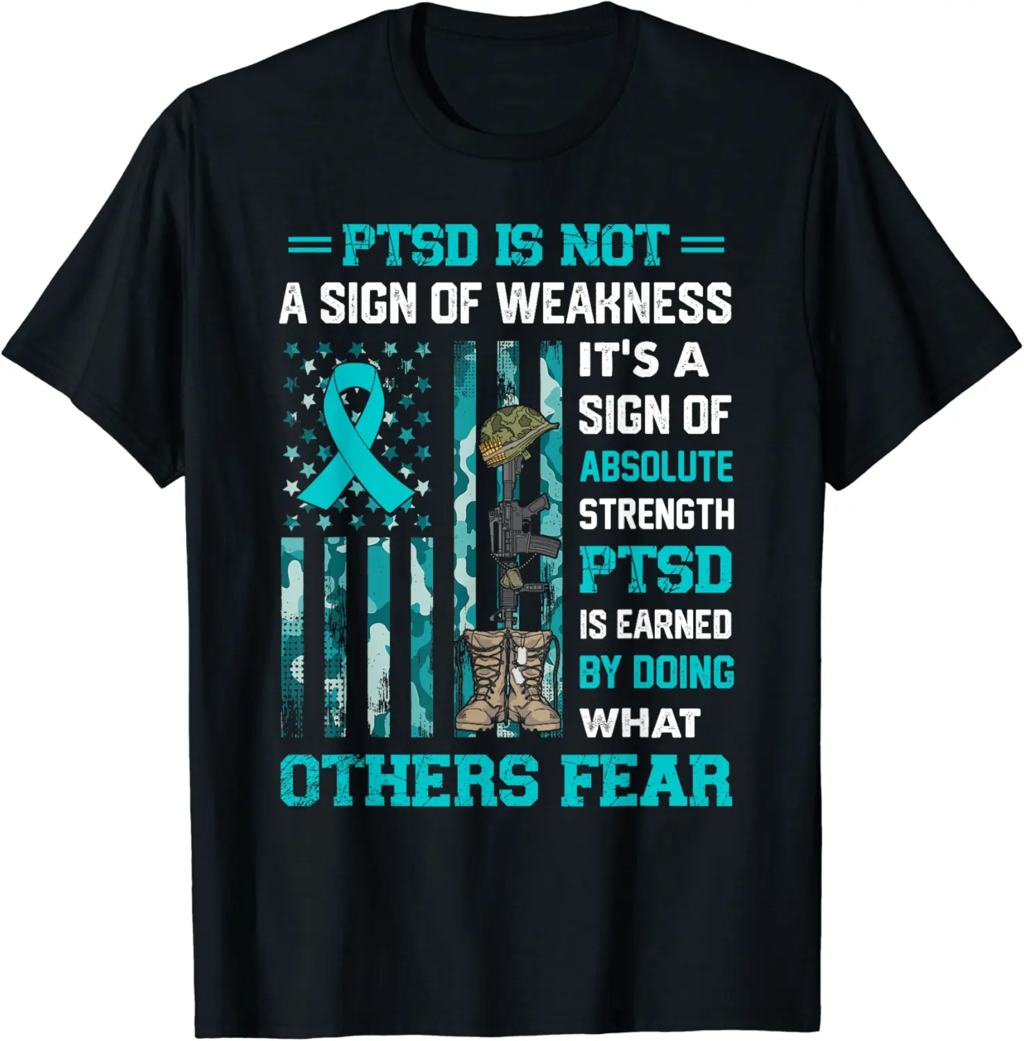 PTSD Is Not A Sign Of Weakness Awareness Veteran Camo T-Shirt - Rosazamorap Shop 96B094YN9HFH