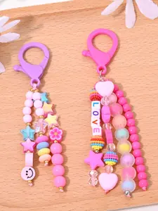 Sweet Dopamine Cute Colorful Flower Star Heart Smile Love Beaded Keychain, Bag Phone Case Car Decor, Couple Bestie Gift, Casual Daily Accessory