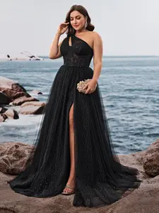 Elegant Lady Maxi Dress with High Waist, Sexy Sleeveless Formal Party Gown, Fitted Floral Patchwork, Semi-Transparent, Special Occasion Wear Elegance