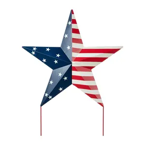 Glitzhome USA Stars & Stripes Metal Patriotic Star Yard Stake
