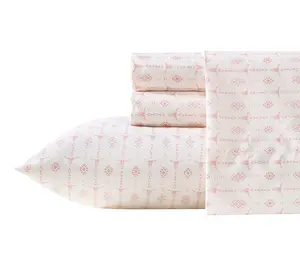 Wrangler Steer Head Stripe Ivory/Pink Microfbr Queen Sheet Set