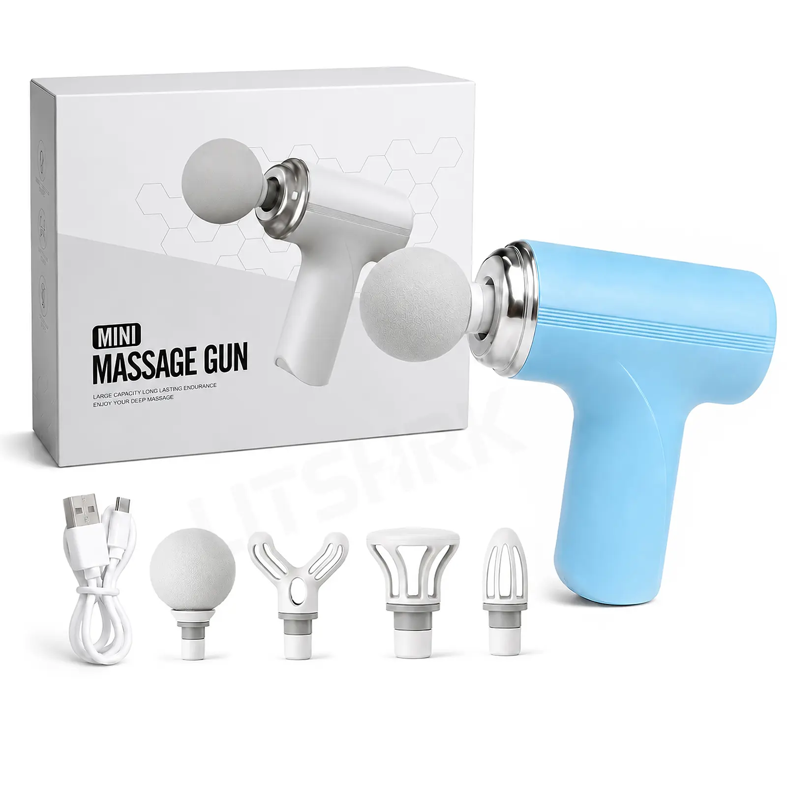 Electric Mini Handheld Vibratory Gun Massager - 6 Adjustable Speeds, 4 Massage Heads, Lightweight Portable, Built-in Batteries, Deep Tissue Gym & Daily Pain Relief Tool, Ideal Gift for Parents, Deep Tissue Muscle Massagers