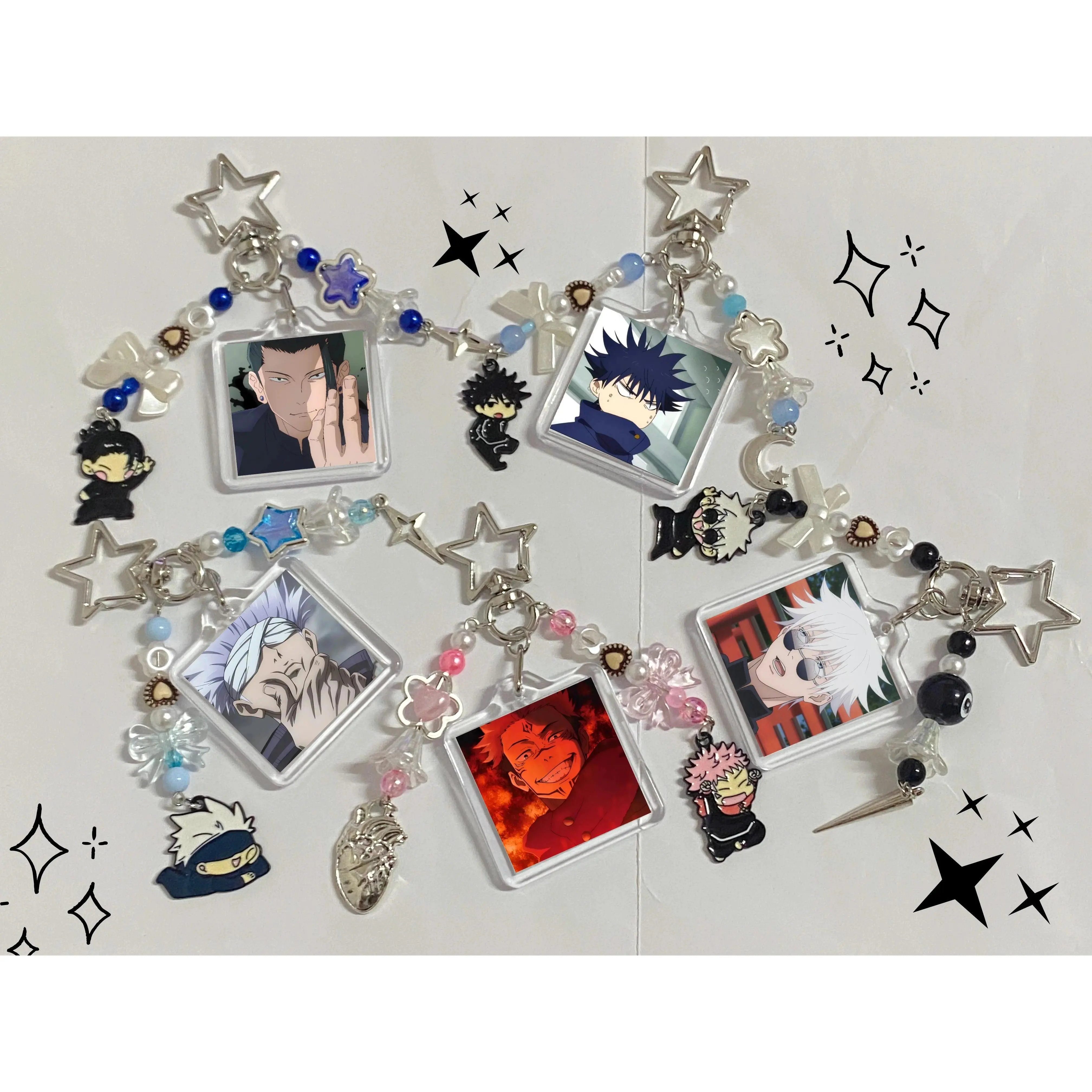 Handmade Anime Fashiongojo/geto/megumi inspired Keychains Cute Anime Pendant with Acrylic Charms jjk