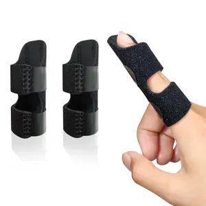 Finger Splint, Universal Trigger Finger Brace for Broken/Pain and Sprain Relief, Splints for Middle, Index, Ring (2 Pack,Black)